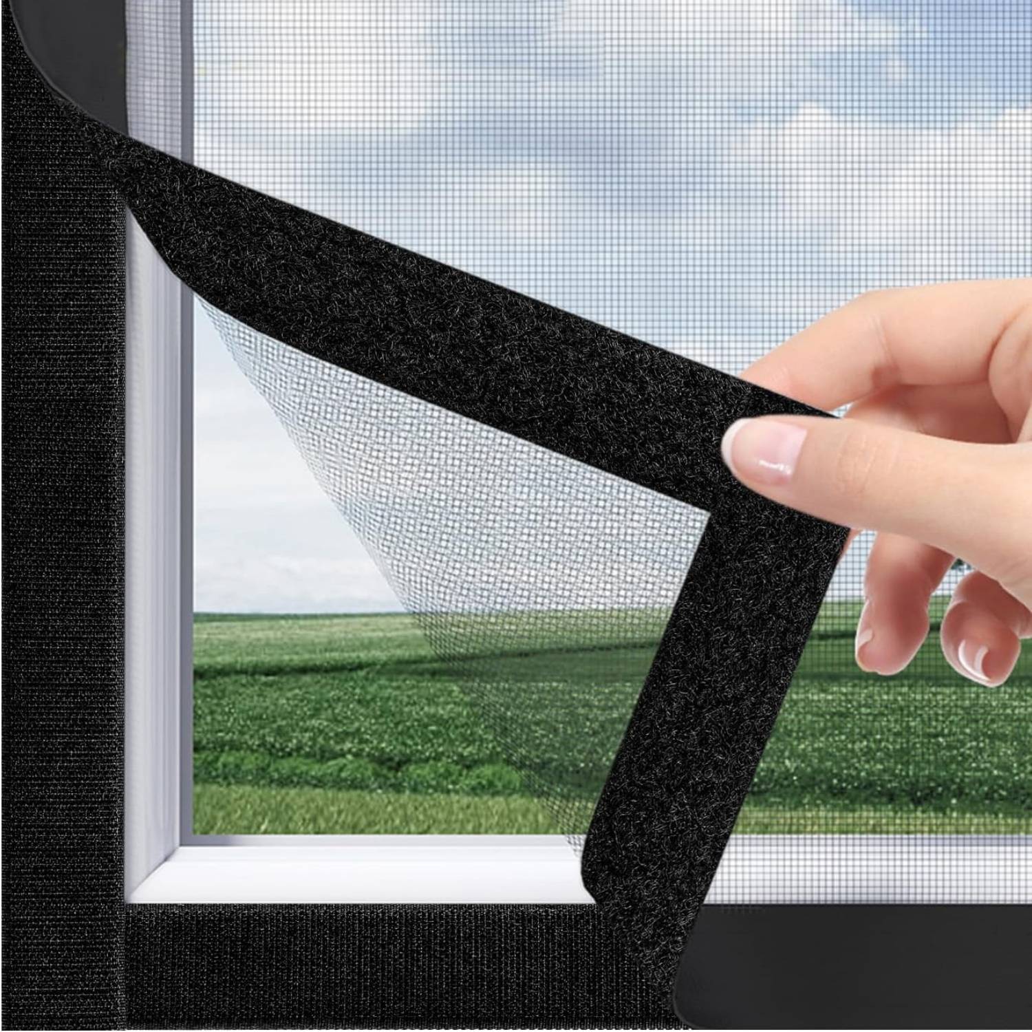 Velcro Window Screen Standard Mesh (Grey) 100 x 100 cm, image 6
